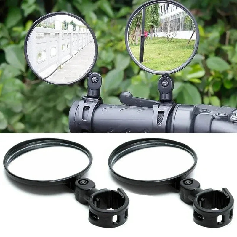 2pcs/set  Bicycle Auxiliary Rearview Mirror Adjustable Rotate Wide-Angle Convex Mirror Handlebar Mount Cycling Rear View Mirrors