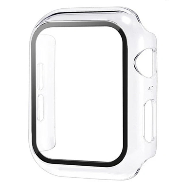 Tempered Glass+cover For Apple Watch 9 8 7 41mm 45mm 42mm 38mm PC bumper Screen Protector Case iWatch series 6 5 4 se 44mm 40mm