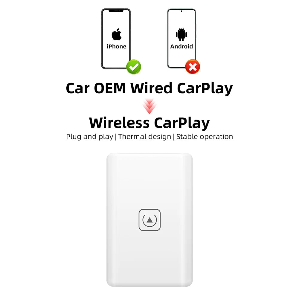 TIMEKNOW Wireless CarPlay Adapter for Apple iPhone Wired to Wireless Carplay Dongle Plug And Play USB Connection Auto Car Dongle