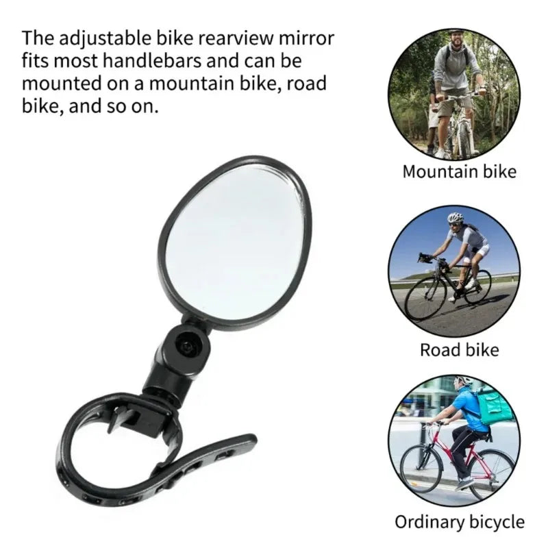 2pcs/set  Bicycle Auxiliary Rearview Mirror Adjustable Rotate Wide-Angle Convex Mirror Handlebar Mount Cycling Rear View Mirrors