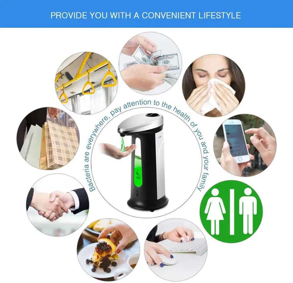 400ml Liquid Soap Dispensers Automatic ABS Intelligent Touchless Sensor Induction Hand Washer For Bathroom Kitchen Dispenser