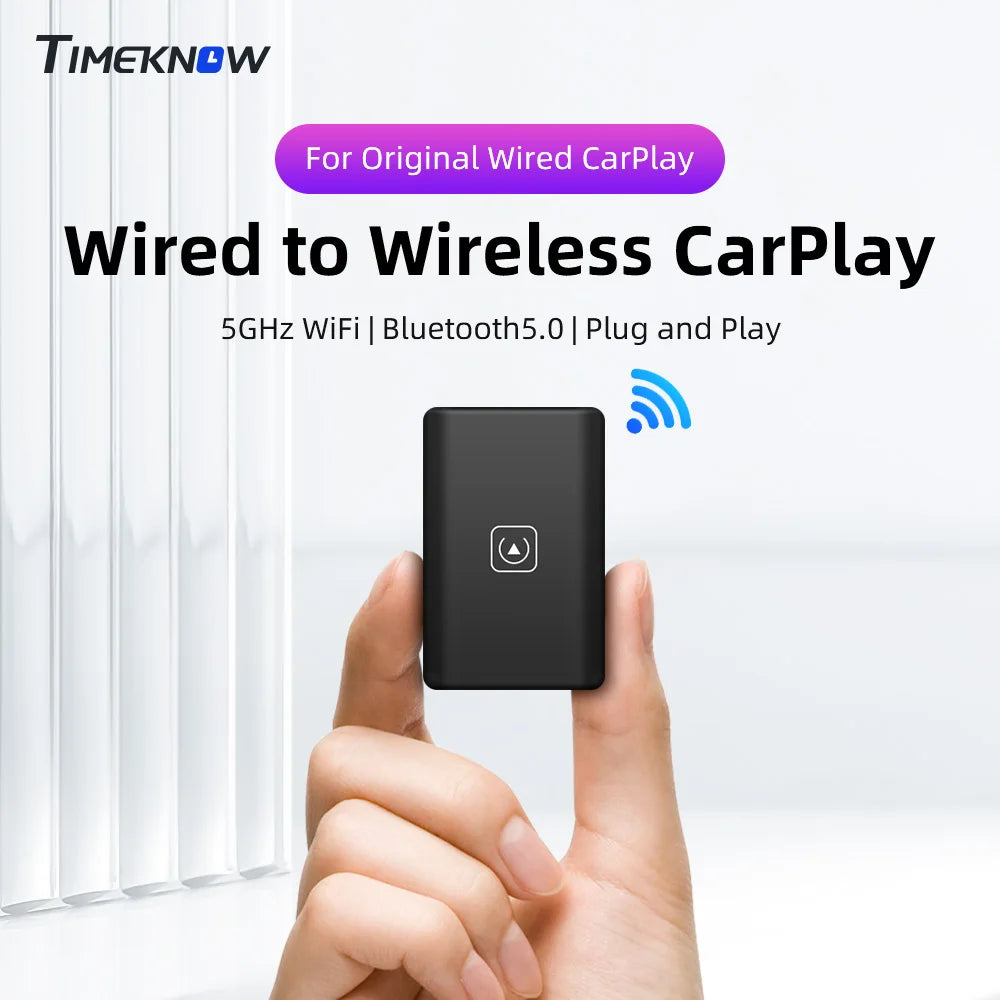 TIMEKNOW Wireless CarPlay Adapter for Apple iPhone Wired to Wireless Carplay Dongle Plug And Play USB Connection Auto Car Dongle