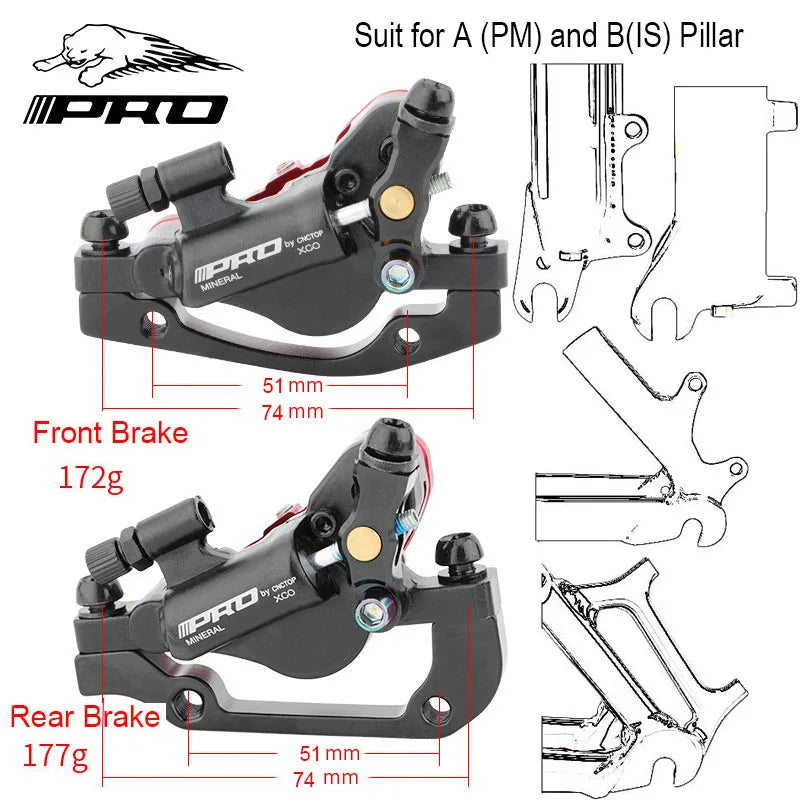 Bicycle Mechanical Brake Oil Pressure Brake Double Side Brakes Cycling MTB Bike Caliper Front/Rear High-strength Aluminum Alloy