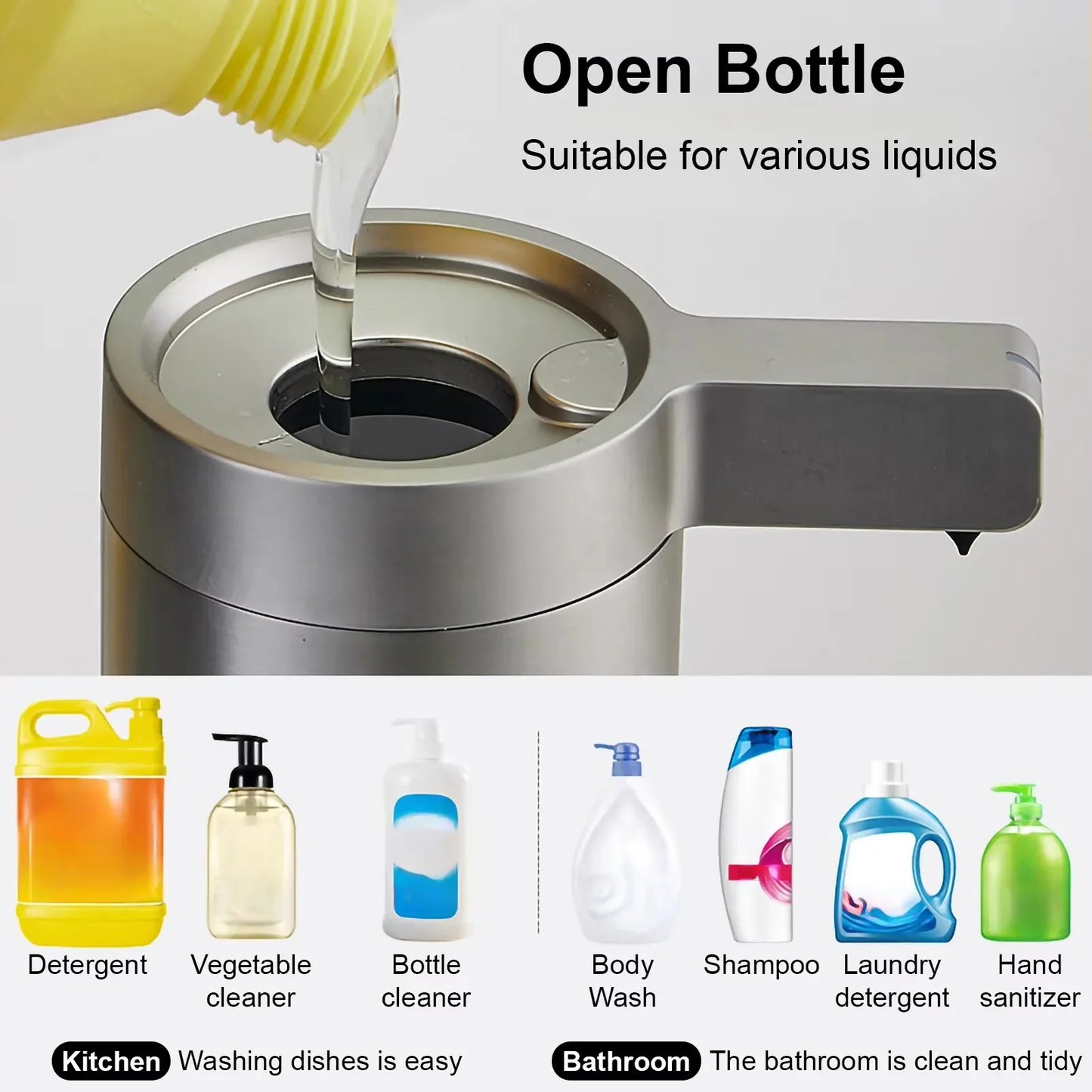 New Dishwashing Liquid Dispenser Automatic Sensor Kitchen Bathroom Hand Soap Dispenser Motorized Foam Shower Gel Soap Dispenser