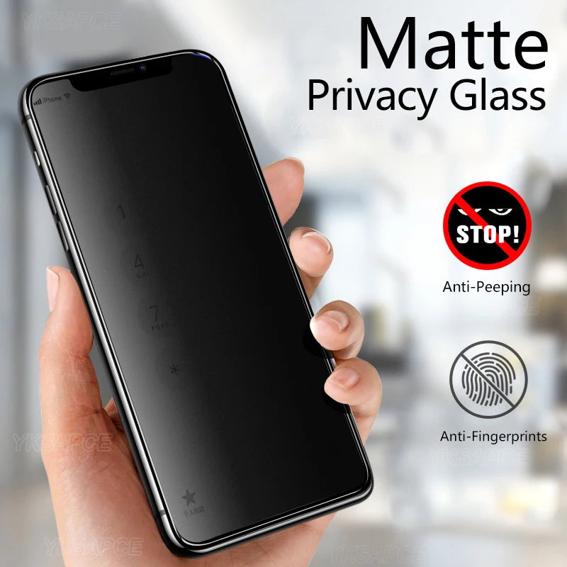 Privacy + Matte Tempered Glass for iPhone X XS XR 11 12 13 mini 14 15 16 Pro MAX 6 7 8 Plus SE Anti Spy Peeping Screen Protector