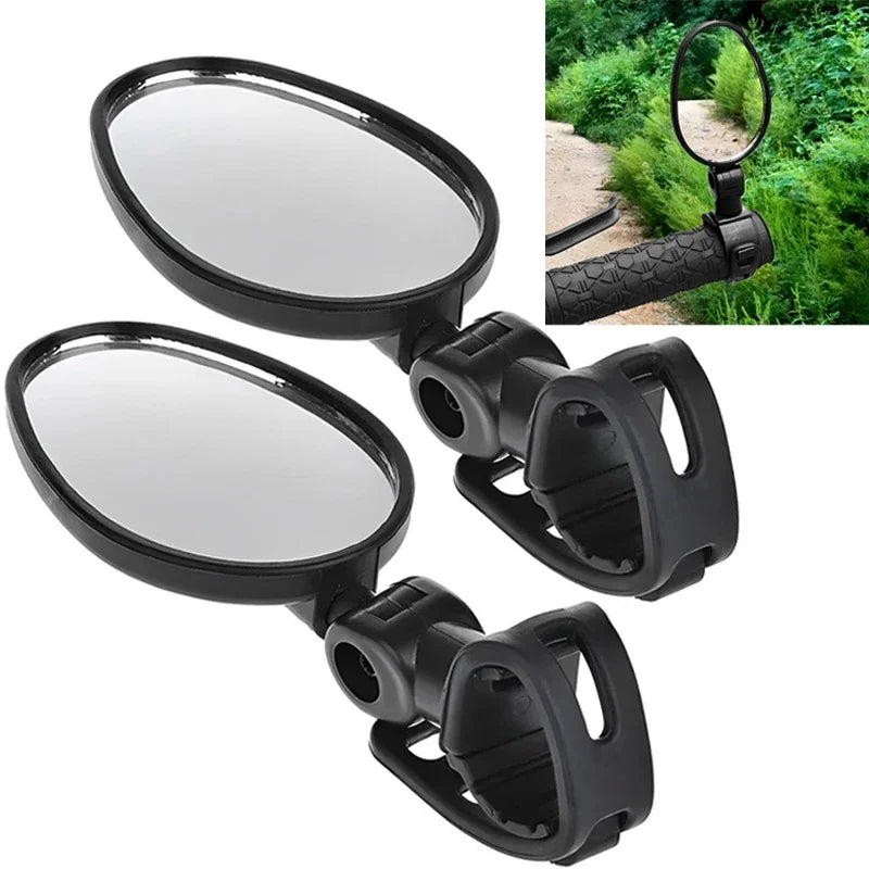 2pcs/set  Bicycle Auxiliary Rearview Mirror Adjustable Rotate Wide-Angle Convex Mirror Handlebar Mount Cycling Rear View Mirrors