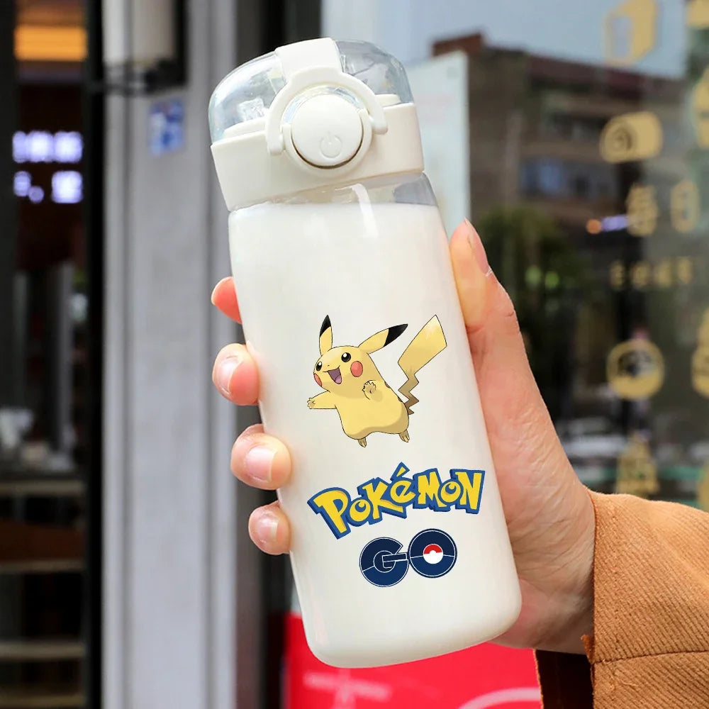 400ML/600ML Pokemon Anime Pikachu Charmander Kid Straws Water Cup Portable Outdoor Sports Camping Fitness Plastic Water Bottle